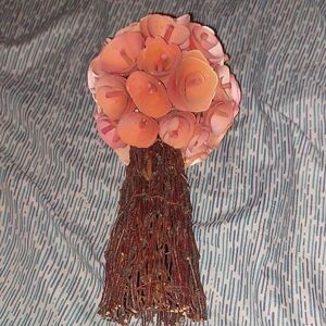 Elegant Pink and Orange Floral Brooch